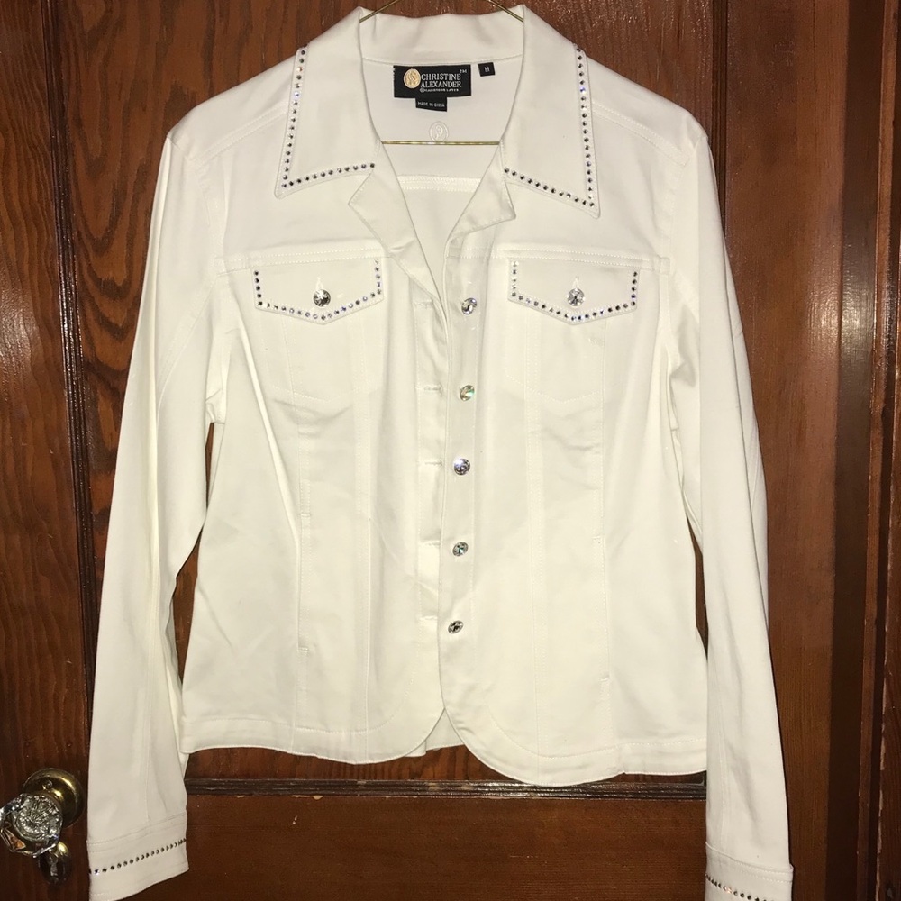 Christine Alexander white rhinestone jacket